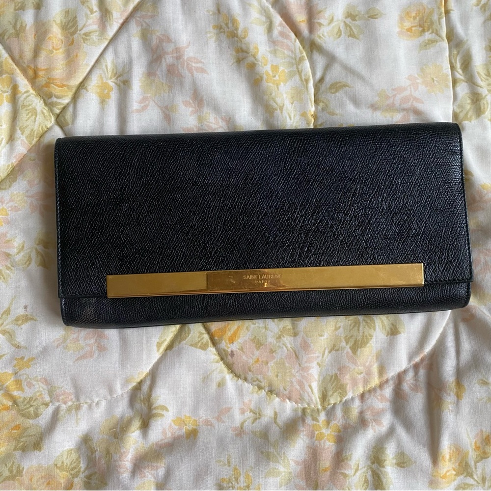 Vintage Saint Laurent Clutch Black Leather